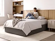 Ottoman Bed without Headboard DINAN Fabric Dark Grey 120 x 200 cm (EU Small Double)_1187442