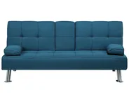 Sofa Bed 3 Seater ROXEN Fabric Blue_701973