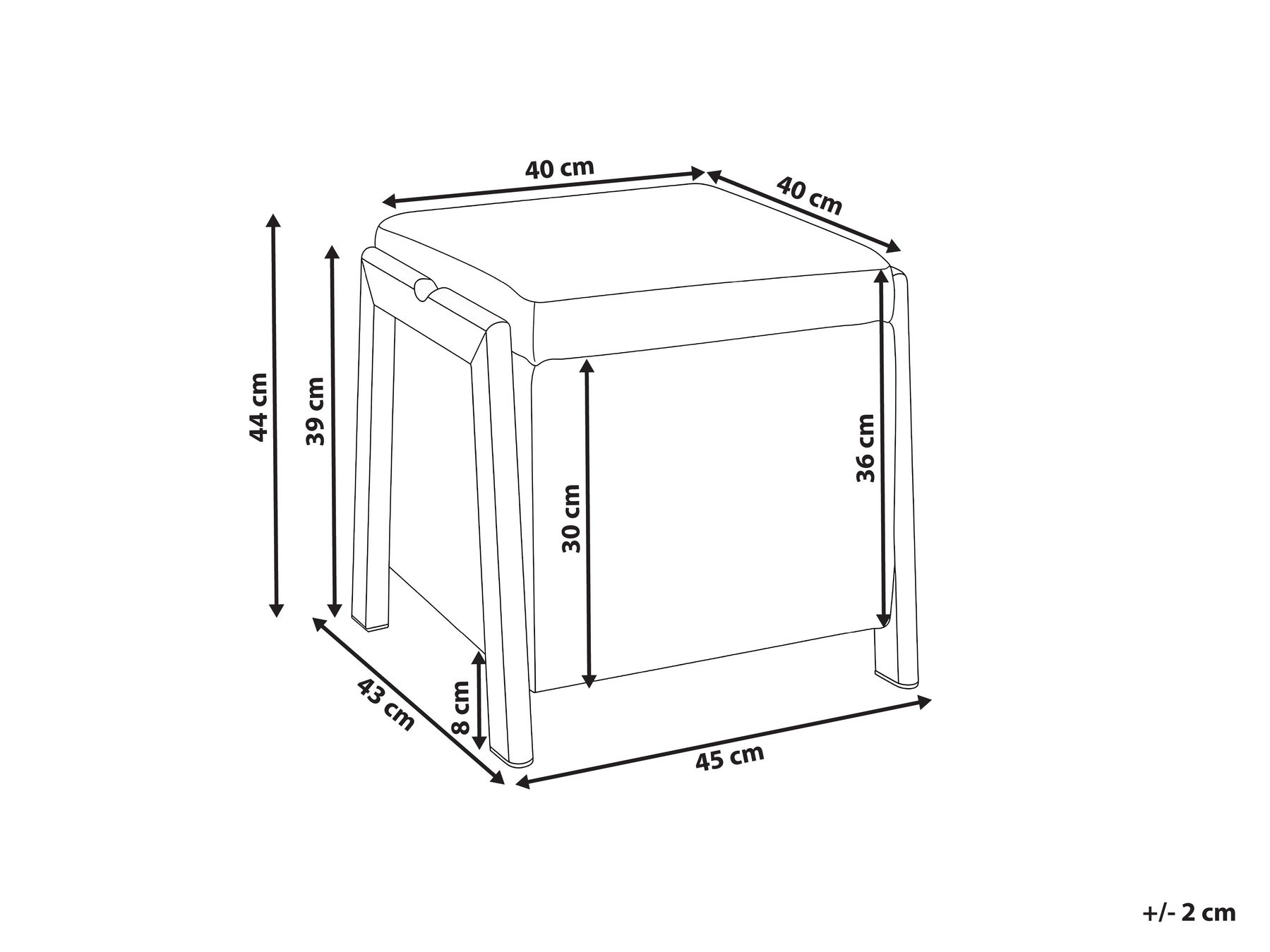Pouf mit Stauraum EDLAND Stoff 45 cm Hellgrau_1040646