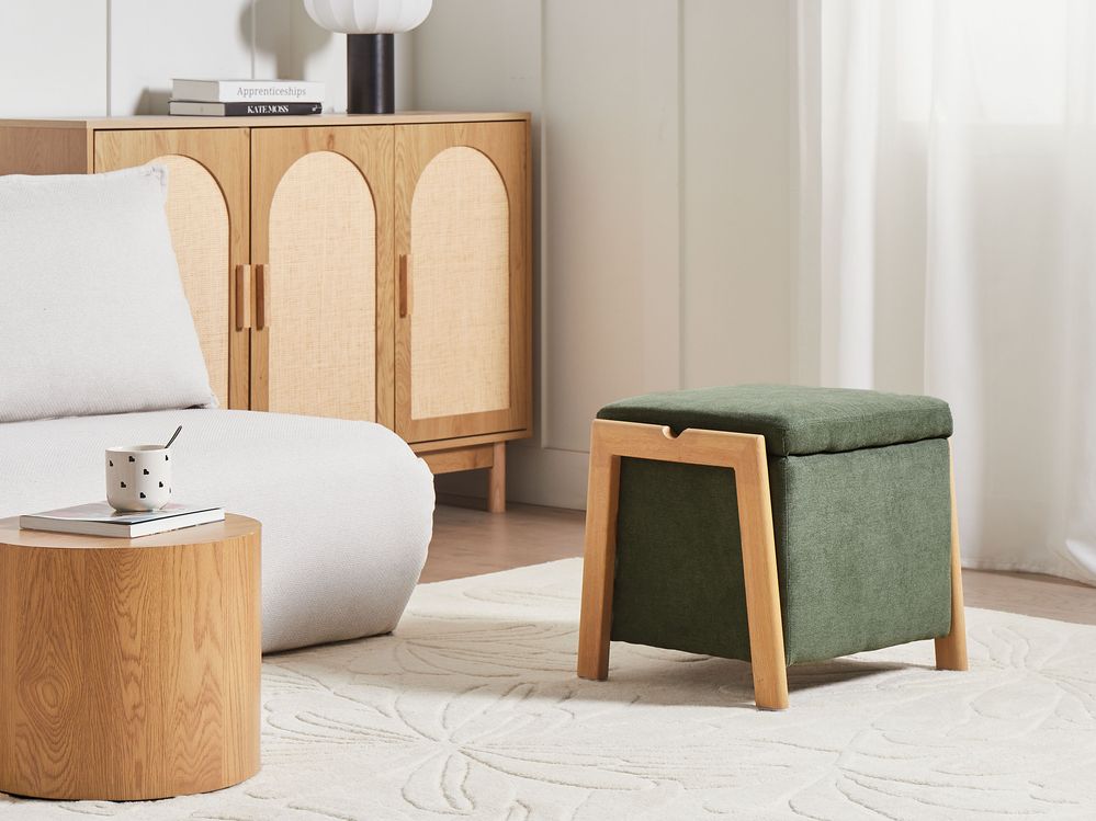 Storage Pouffe EDLAND Fabric 45 cm Green