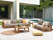 Lounge Set mit Tisch 5-Sitzer TIMOR modular zertifiziertes Akazienholz Hellbraun_905715