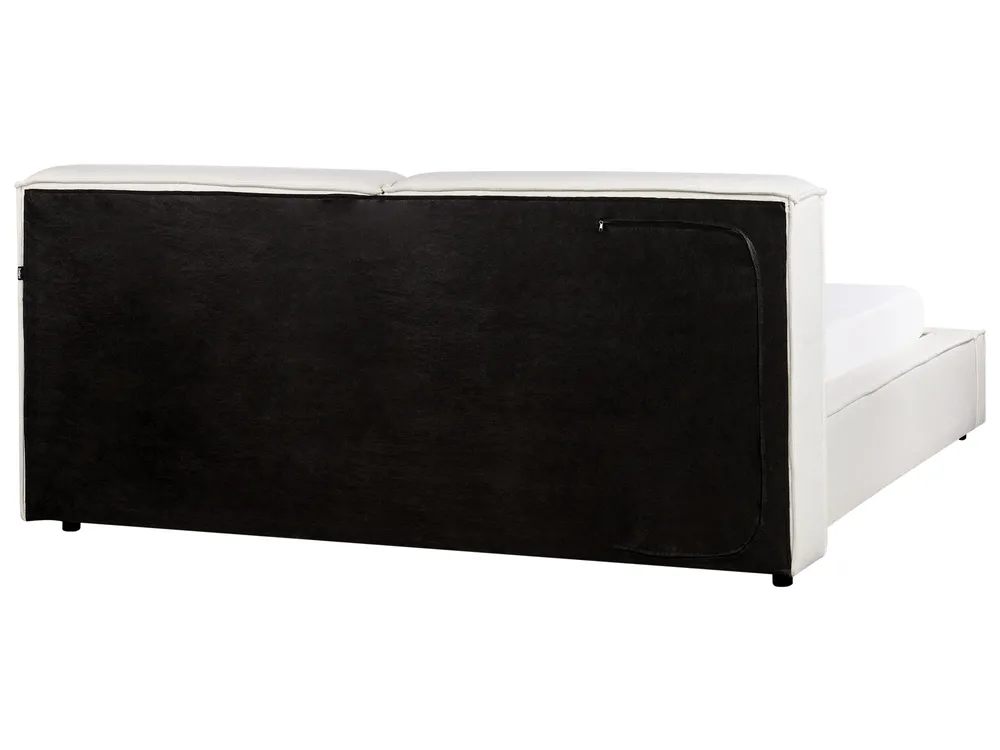 Bett mit Lattenrost Stoff LINARDS 160 x 200 cm Cremeweiß_952929