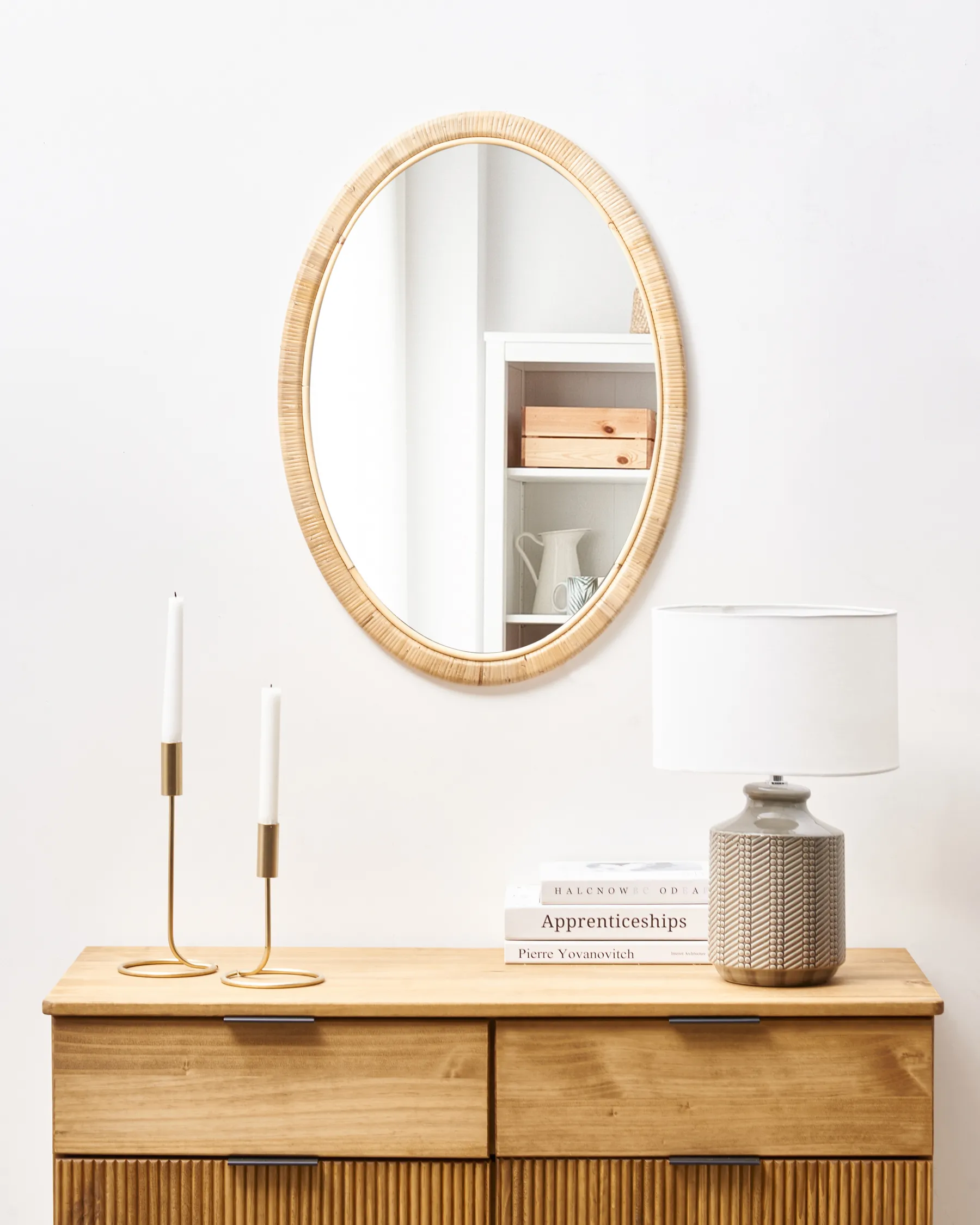 Wandspiegel FOISSY 50 cm 70 cm Rattan Naturfarben_938871