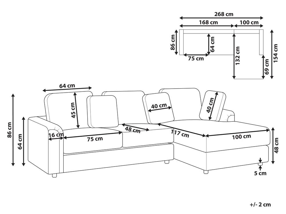 Ecksofa 4-Sitzer KOHLO Stoff Taupe linksseitig_945150