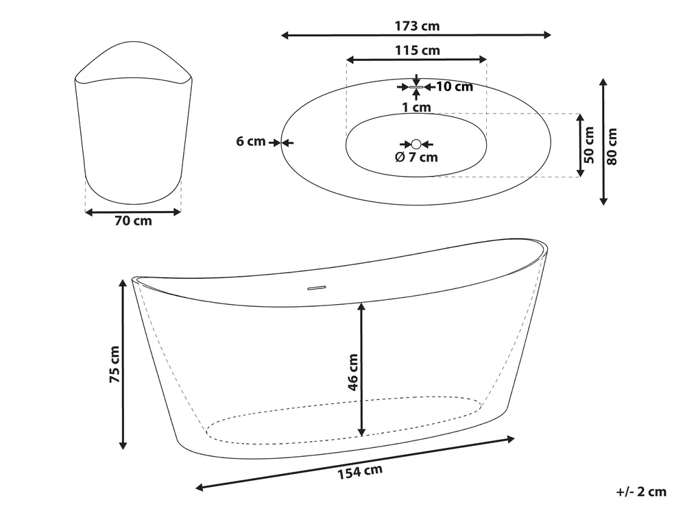 Freestanding Bathtub ADUANA 1730 x 800 mm White_1149481