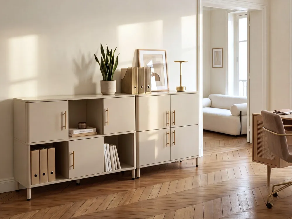 Sideboard mit 3 Türen OMBURA Metall Beige_1082622