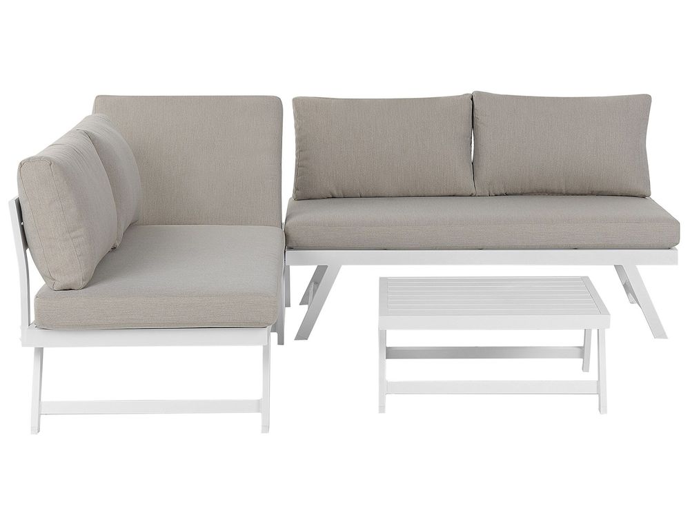 Garden Corner Sofa with Table 5 Seater COCCORINO Metal Taupe