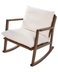Rocking Chair KJEVIK Wood Brown/ Light Beige_1070517