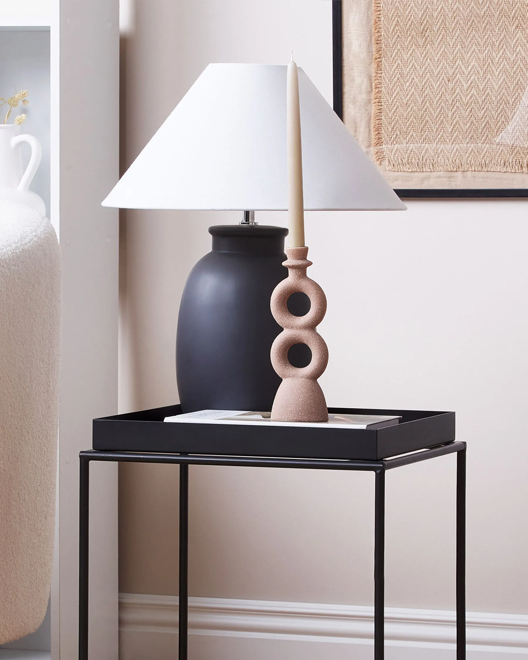 Kerzenständer NAOUSA 23 cm Keramik Beige_846174