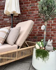 Sun Lounger with Cushion OSINI Reclining PE Rattan Beige_915838