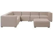 Garden Corner Sofa with Ottoman 7 Seater AREZZO Modular Beige Right Hand_825149