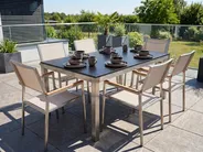 Garden Dining Set 6 Seater GROSSETO Tempered Glass Black/ Beige_677270