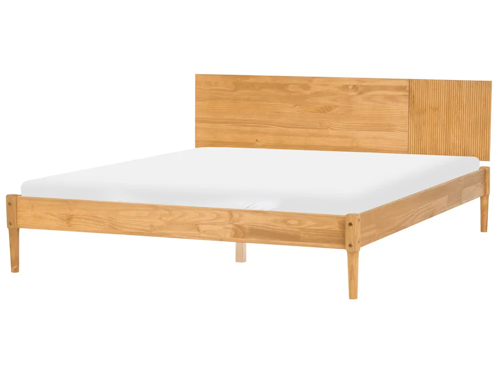 Bett mit Lattenrost Kiefernholz FLAVIGNAC 180 x 200 cm Hellbraun