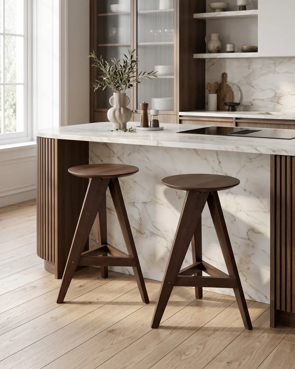 Set mit 2 Barhockern AROMA Holz Dunkelbraun