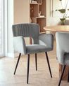 Esszimmerstuhl 2er Set SANILAC Samtstoff Grau