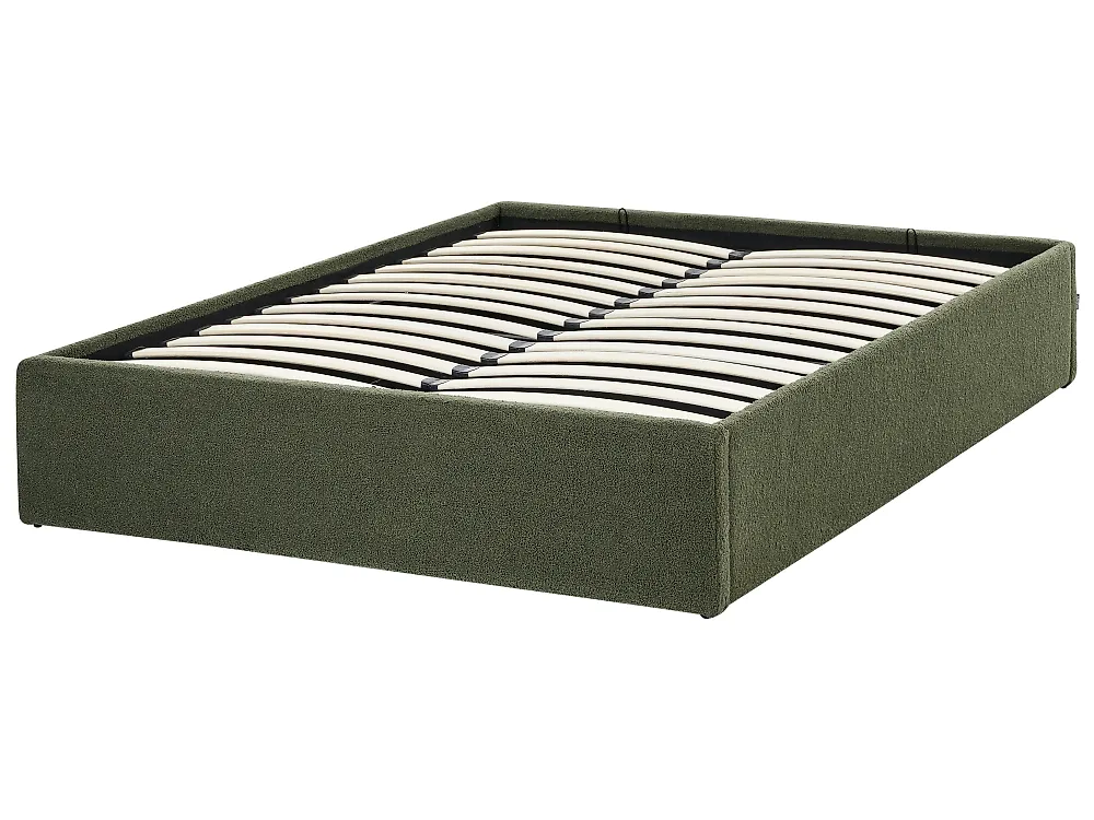Ottoman Bed without Headboard DINAN Boucle Dark Green 120 x 200 cm (EU Small Double)_1188251