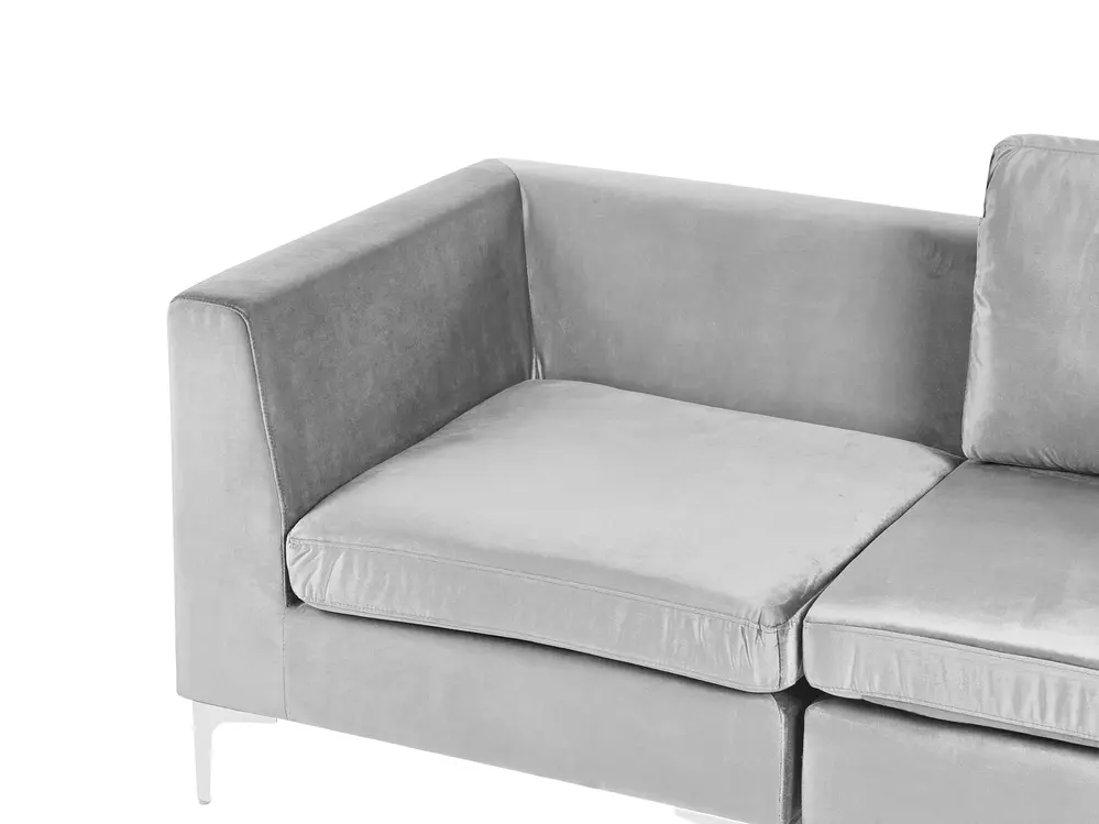 Modul Ecksofa 4-Sitzer EVJA mit Ottomane Samtstoff Grau linksseitig_789066