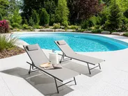 Gartenliege 2er Set SORONI mit Relaxfunktion Metall Hellgrau_1014172