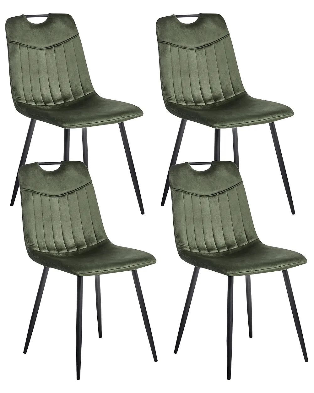 Set van 4 eetkamerstoelen ARGYLE Fluweel Donkergroen