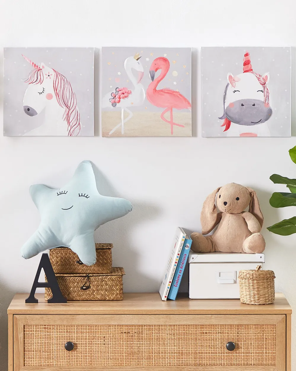 Leinwand 3er Set TIMIA 30 x 30 cm Tiermotiv Grau