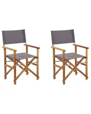 Gartenstuhl 2er Set CINE Akazienholz Grau_810254