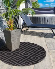 Outdoorteppich AJMER Schwarz ø 120 cm_992276