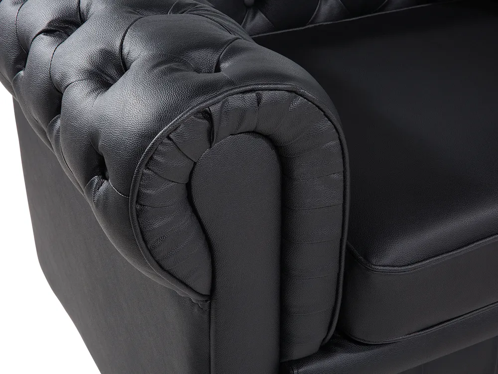 Living Room Set 4 Seater CHESTERFIELD Leather Black_769426