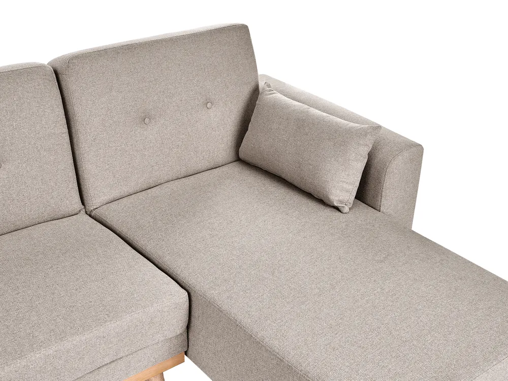 Corner Sofa Bed 3 Seater KAARINA Fabric Beige Left Hand_1095568