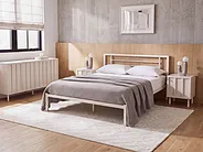 Bett mit Lattenrost Metall CUSSET 160 x 200 cm Hellbeige_1162081