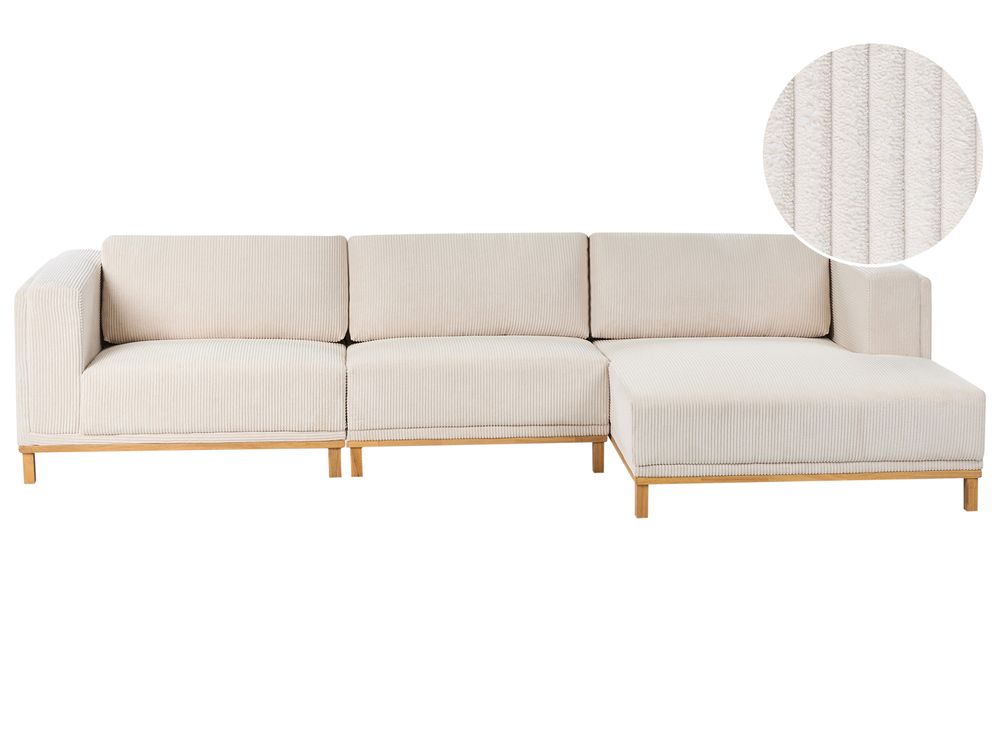 Corner Sofa VENG Corduroy Light Beige Left Hand