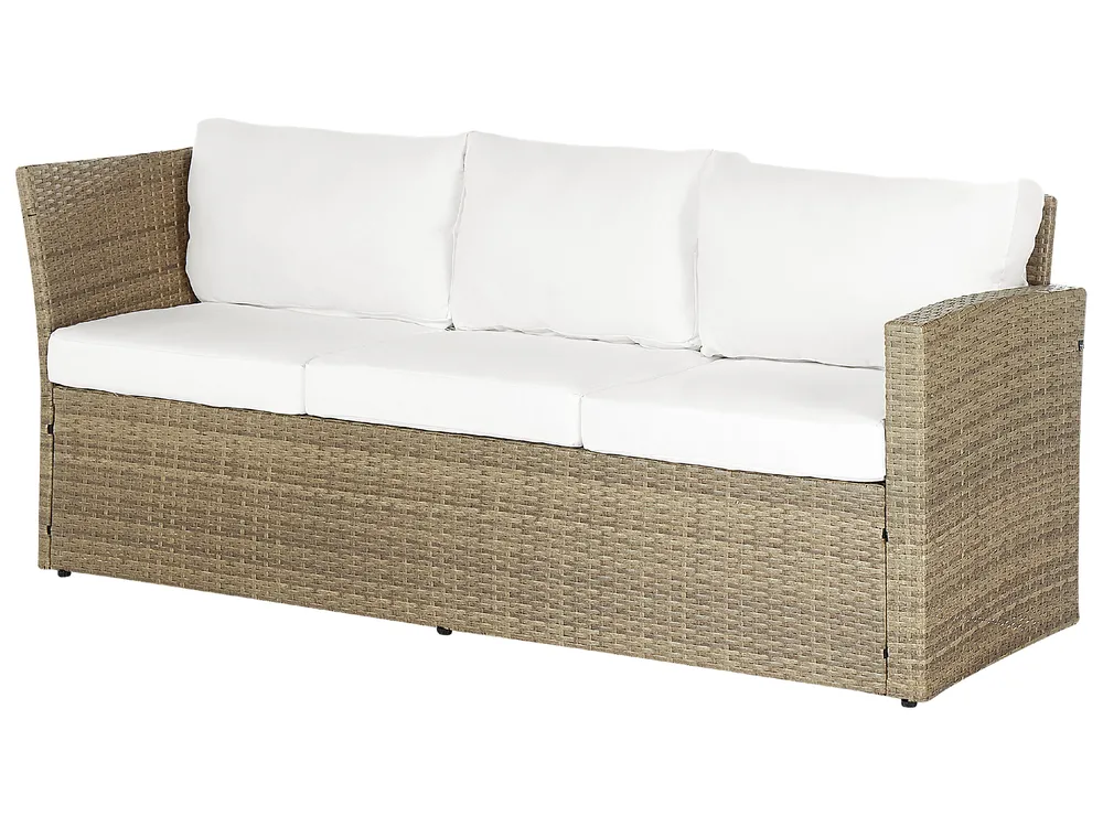 Lounge Set mit Tisch und Ottomane 5-Sitzer BARDI inkl. Kissen Polyrattan Braun_820362