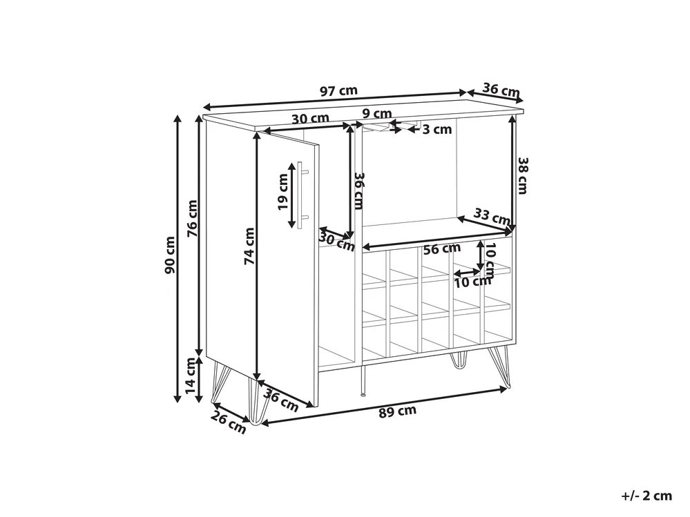 Wine Cabinet ELISTON Light Brown_969179