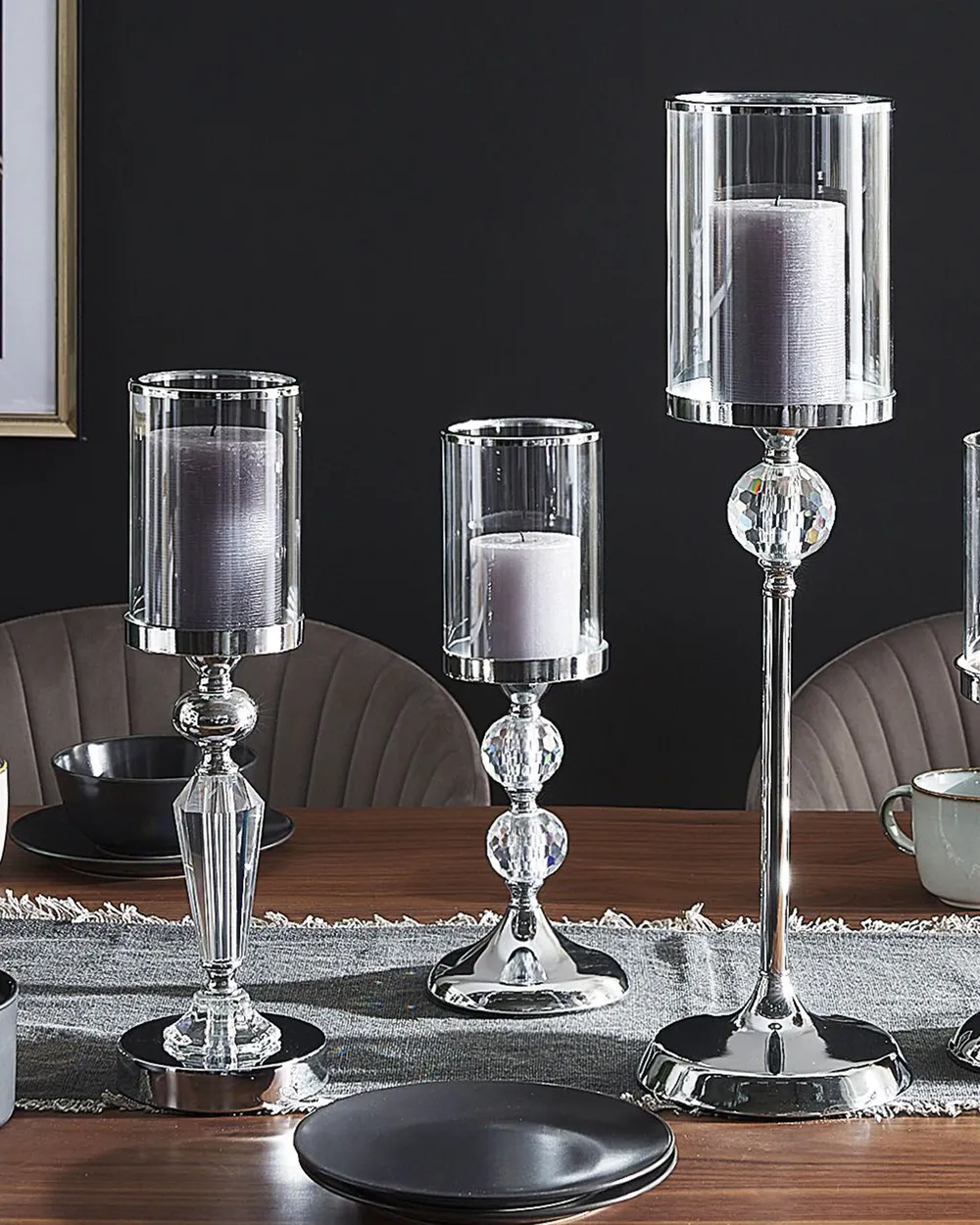 Kerzenständer BONAO 42 cm Glas Silber_790571