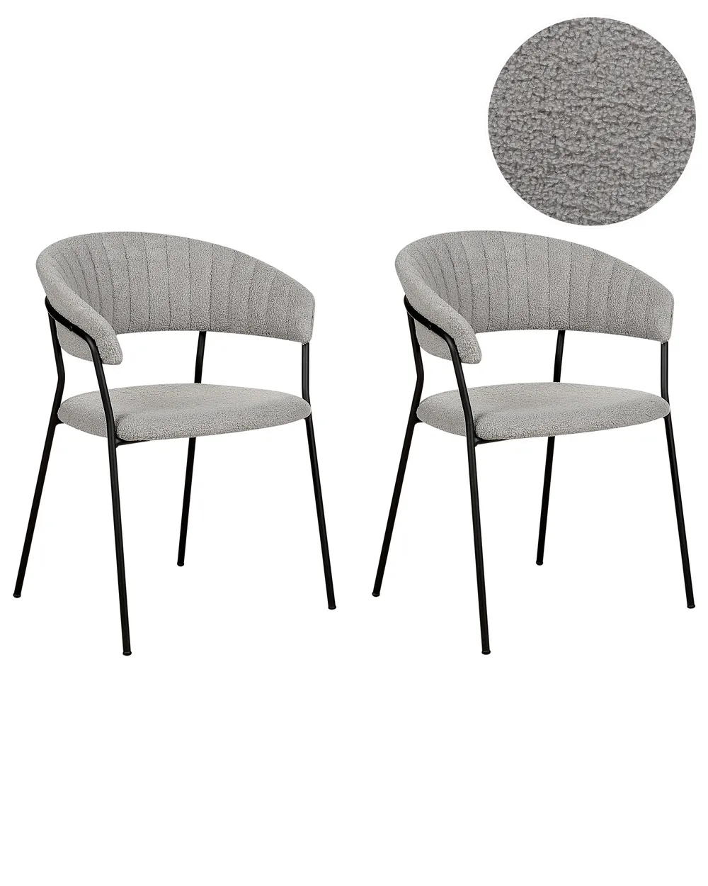 Esszimmerstuhl 2er Set MARIPOSA Bouclé Grau