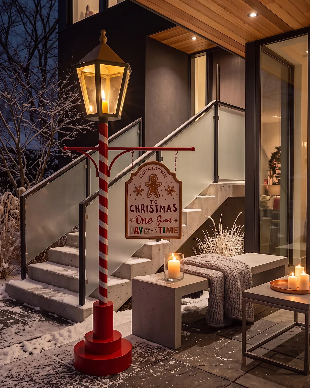 Christmas Decoration KAAVI 140 cm Post Lamp Red/ White_1177335