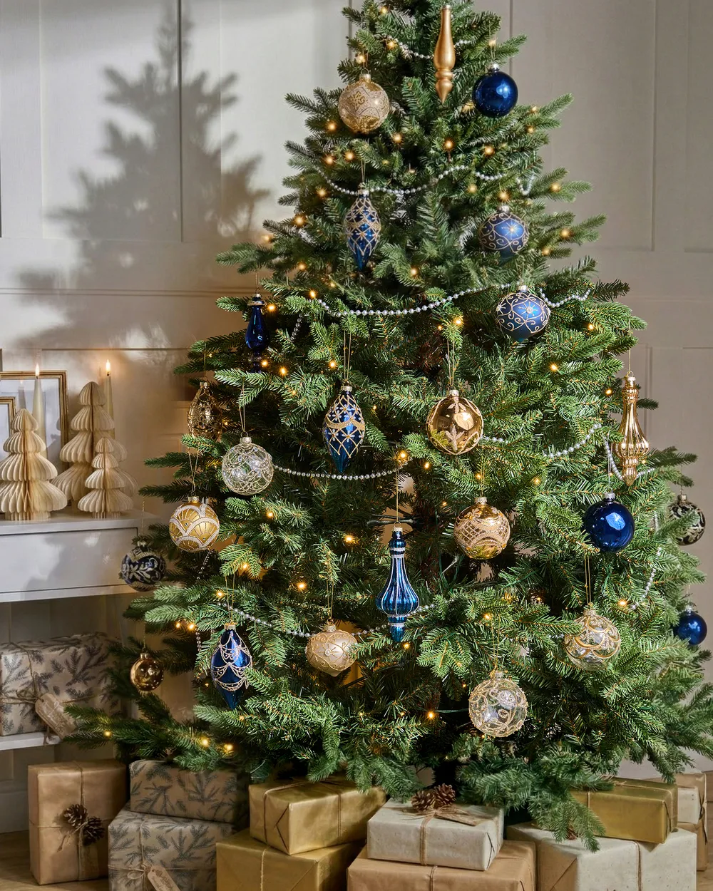 Weihnachtskugel 35er Set ICEDROP Glas Blau / Gold_1028516