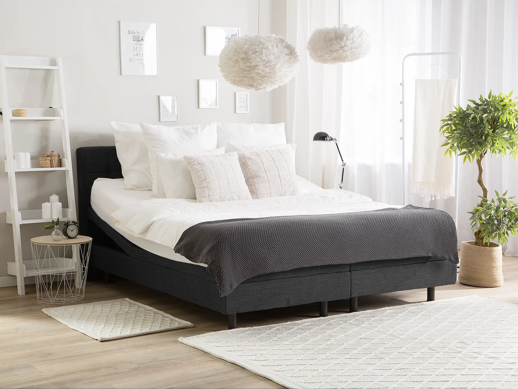 Bett verstellbar Stoff DUKE 180 x 200 cm Dunkelgrau_734373