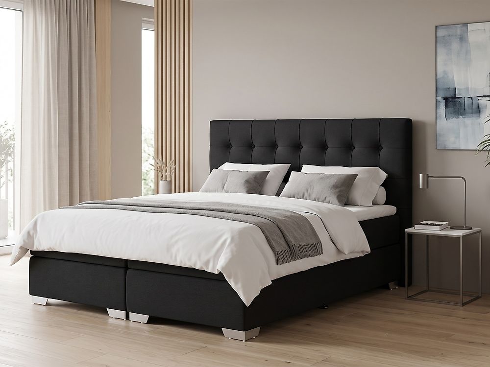 Divan Bed Fabric PRESIDENT 160 x 200 cm (EU King Size) Black