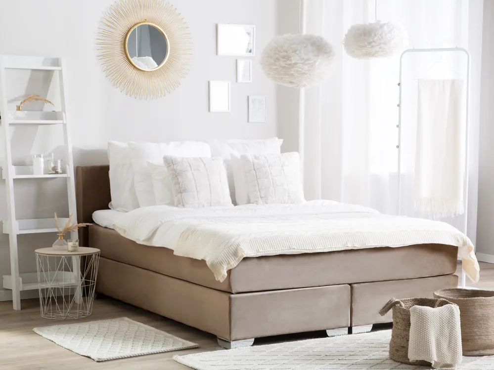 Boxspringbett Samtstoff CONSUL 180 x 200 cm Hellbeige
