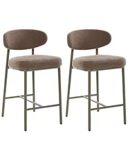 Set of 2 Bar Chairs UNITY Boucle Taupe_1042283