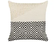 Dekokissen 2er Set CALANTHE 45 x 45 cm Baumwolle Beige Geometrisches Muster_840088