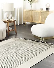 Rug DIVARLI Beige 140 x 200 cm Wool_1182358