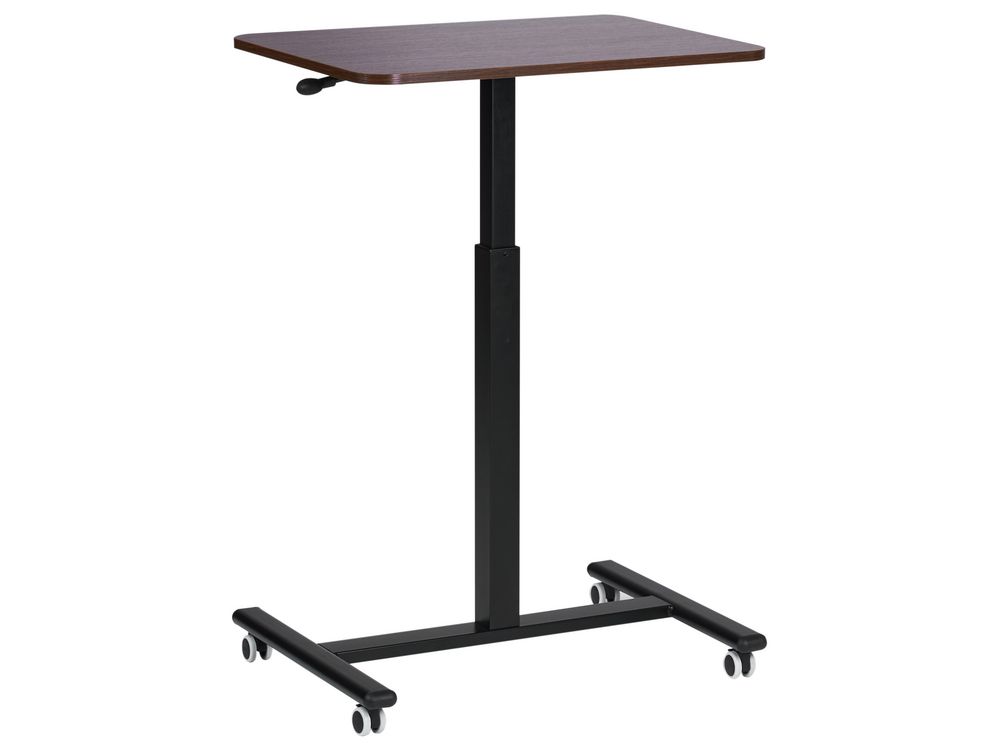 Manual Adjustable Laptop Stand ACADEMIA 65 cm x 48 cm with Wheels Dark Brown