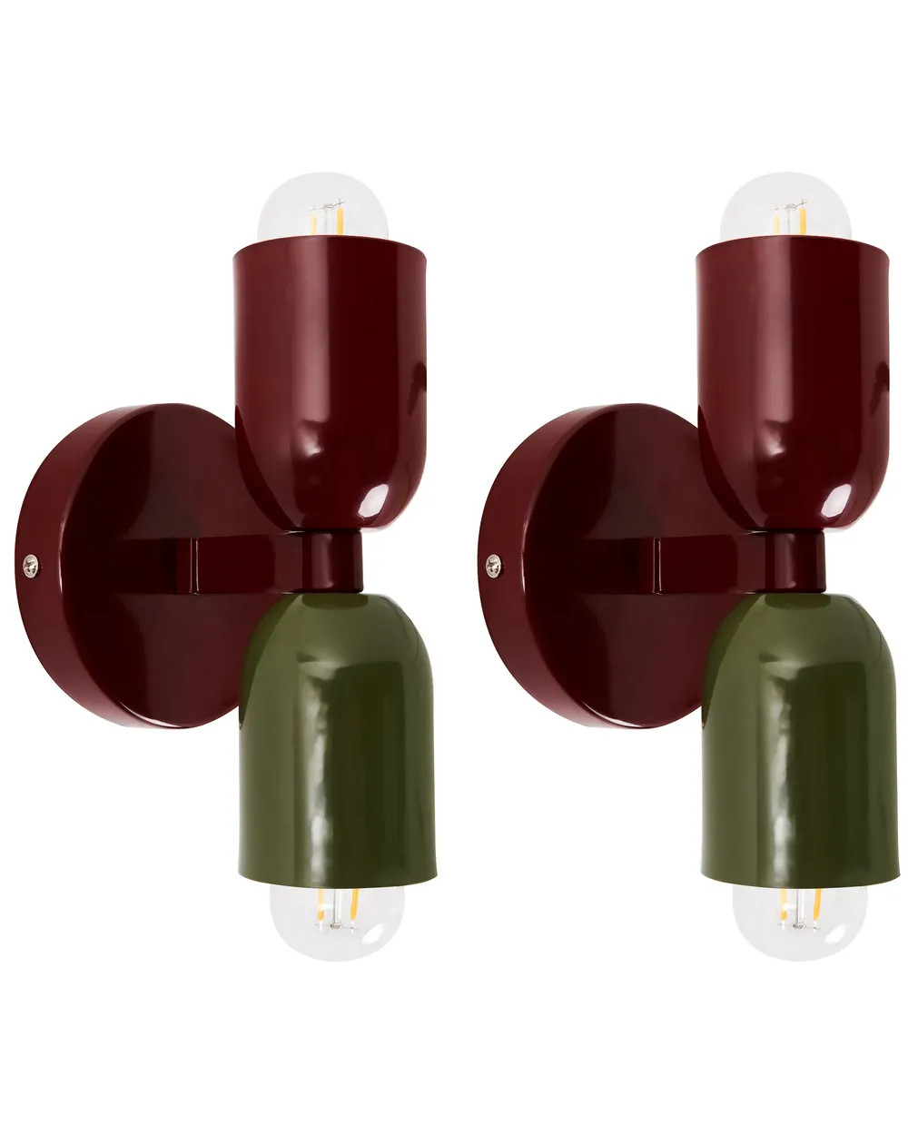 Wandlampe 2er Set TOPI Metall Rot / Grün