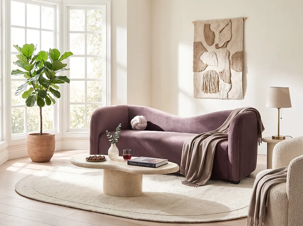 Sofa 3 Seater VELTADA Velvet Dark Brown_1175168