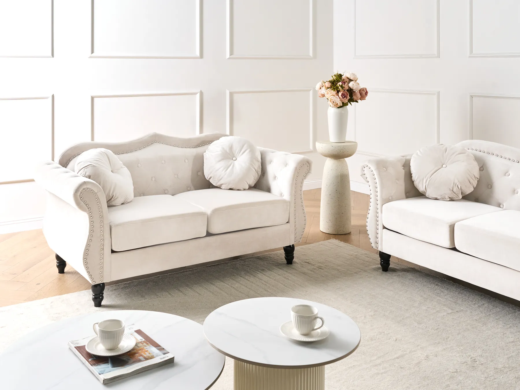Sofa 2-Sitzer SKIEN Samtstoff Hellbeige_743265