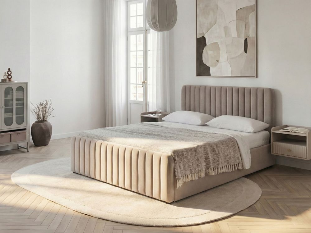 Bed met opbergruimte LUNAN Taupe 160 x 200 cm