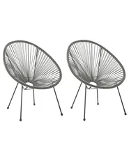 Gartenstuhl 2er Set ACAPULCO II Polyrattan Dunkelgrau_795182