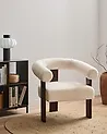 Sessel ILBRO Bouclé Cremeweiß / Dunkelbraun