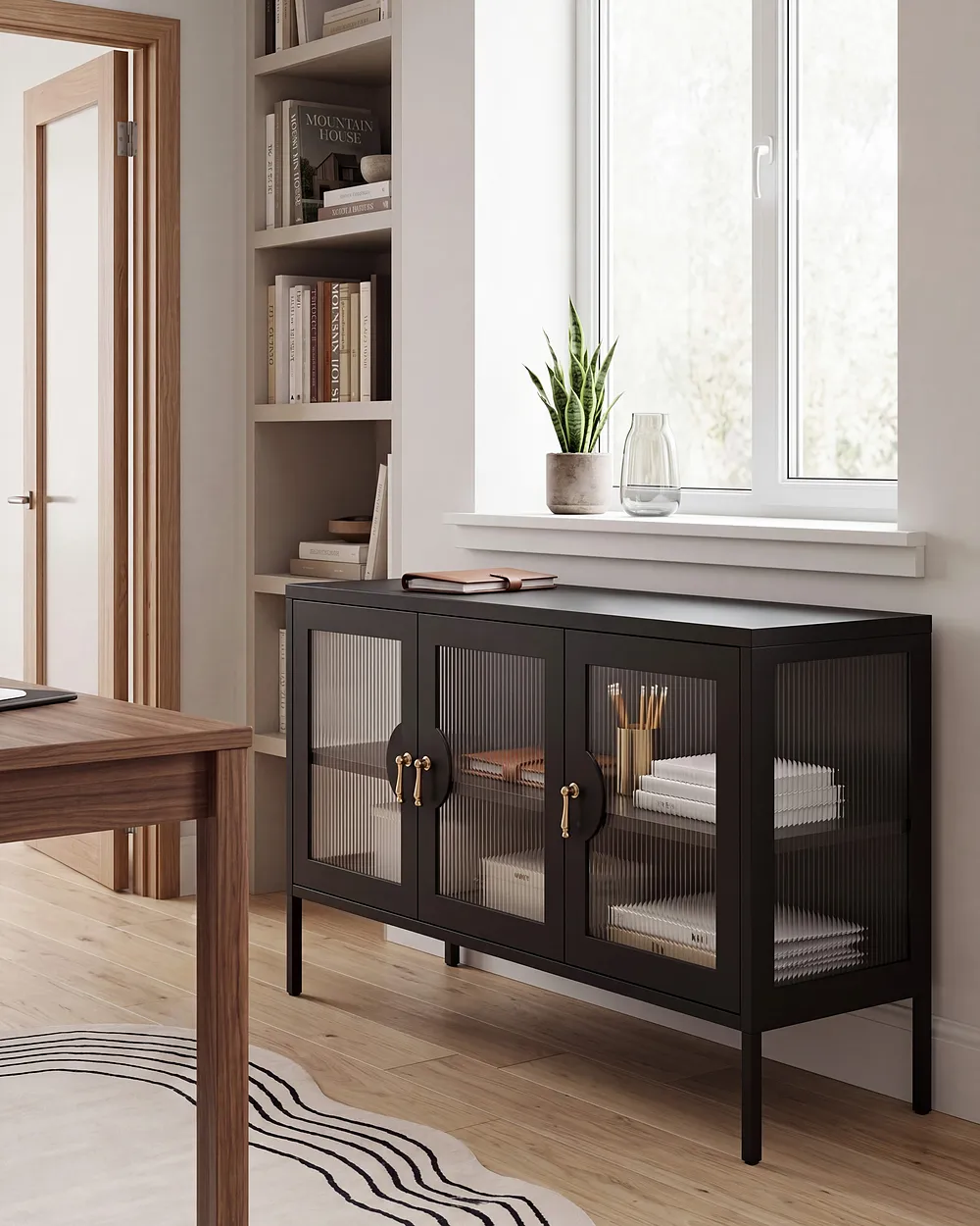 Dressoir met 3 deuren GLEORA Metaal Zwart